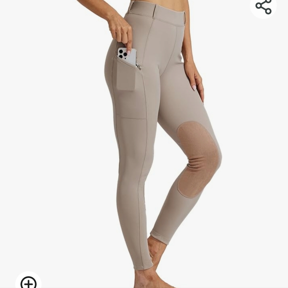 High-Rise Taupe Leggings with Side Phone Pocket
